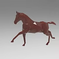 Low Poly Brown Wooden Horse Sculpture With Raised Front Leg Modern Design