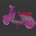 Classic Gray Scooter With Orange Leather Seat And White Wheels On Dark Background