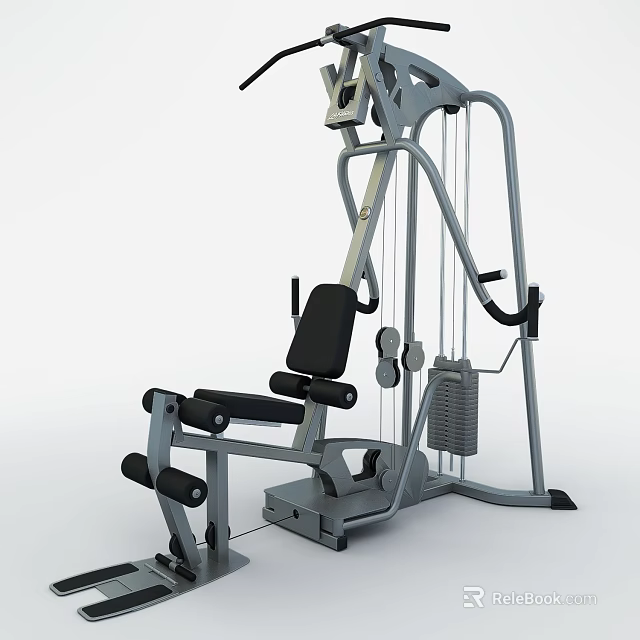 Multi Functional Home Gym Equipment with Adjustable Seat and Cable Handles for Full Body Workout 3d model 