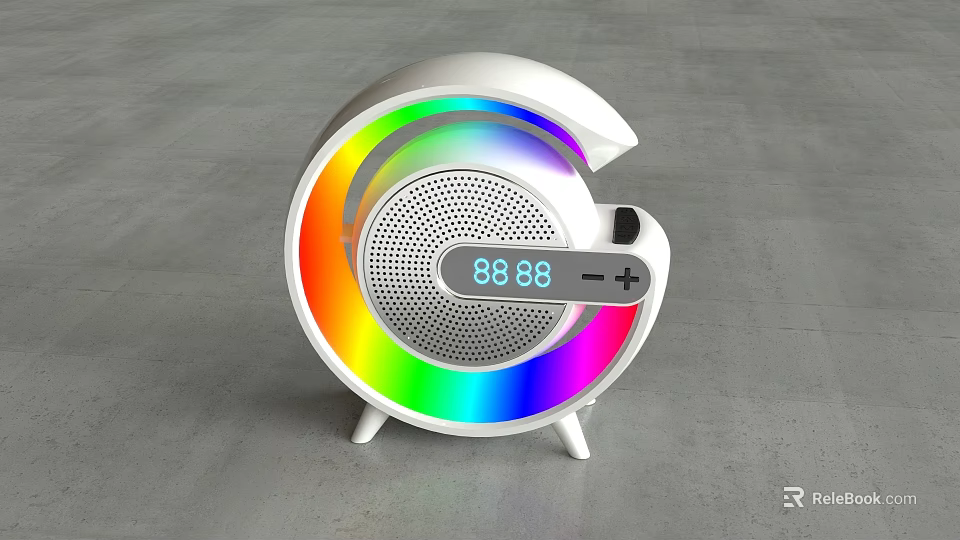 Rainbow Colored Speaker With Digital Display And Control Buttons 3d model 