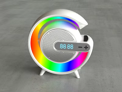 Rainbow Colored Speaker With Digital Display And Control Buttons 3d model