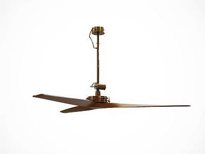 Modern Ceiling Fan With Light Wooden Blades And Brass Motor For Home Interior 3d model