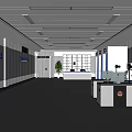 Modern Monitoring Room Interior Design With Multiple Monitor Screens Control Desk And Equipment