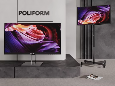POLIFORM Televisions On Stand And Wheeled Floor Stand Display Colorful Abstract Patterns 3d model