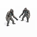 Two Detailed Gorilla Action Figures With Open Mouths And Posable Limbs