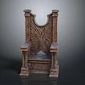 Antique Wooden Chair with Intricate Carved Patterns and Ornate Backrest Details