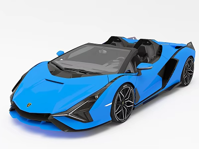 Blue Lamborghini Convertible Sports Car With Sleek Design Open Top And Black Wheels 3d model
