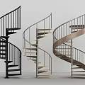 Modern Spiral Stairs With Different Designs Metal Railings And Wooden Steps