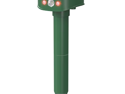 Green Pole Device With Red Indicator Lights On Top Structure 3d model