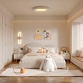 Cozy Kids Room Interior With White Bed Stuffed Toys Decorative Art And Blinds
