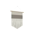 Woven Curtain with Striped Design and Hanging Fringes for Home Decor