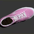 Pink Canvas Sneakers With White Laces Sole And Star Logo Design