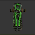 Detailed Industrial Mechanical Device with Green Pipes and Decorative Metal Elements