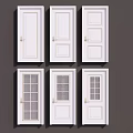 White Swing Doors With Various Designs Including Glass Panels And Solid Panels