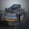 Gray Industrial Mechanical Structure With Circular Top And Orange Ring Components 3d model
