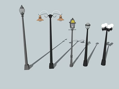 Outdoor Lights in Various Styles with Decorative Designs for Garden and Street 3d model