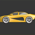 Yellow Sports Car With Sleek Design Black Windows And Rims Parked On Reflective Black Surface