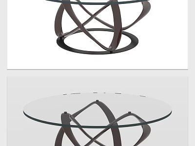 Modern Dining Table With Glass Top And Metal Geometric Frame Modern Design For Home 3d model