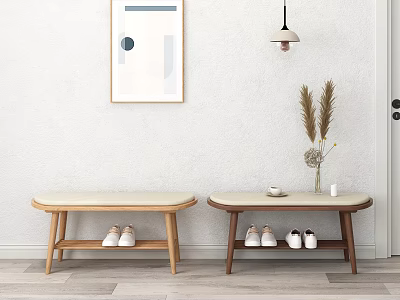 Nordic Shoe Changing Stool Solid Wood Shoe Changing Stool 3d model