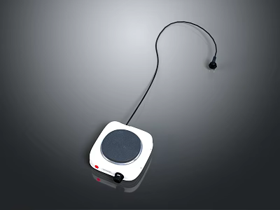 White Electric Hot Plate With Black Heating Plate Power Cord And Control Button 3d model