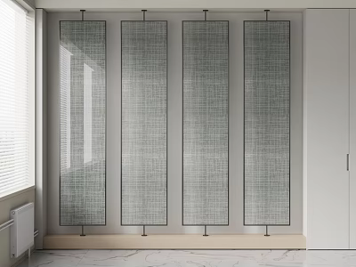 Modern Room Divider Four Panel Lattice Design In Interior With White Cabinet Window Marble Floor 3d model