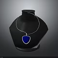 Stylish Blue Pendant Necklace With Silver Chain On Black Mannequin