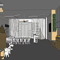 Kindergarten Interior With Colorful Tables Chairs Tent Cloud Decorations Windows And Plants