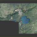 3D Topographic Terrain Model Featuring Mountains Blue Lake And Lush Green Vegetation
