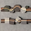 Artistic Wall Decor Featuring Circular Wavy And Geometric Shapes In Neutral Tones