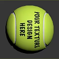 Yellow Tennis Ball With Your Design Here Text On Reflective Surface 3d model