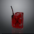 Red Jerry Can Design With White Star Patterns Black X Symbol And Red Hose 3d model