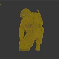 EOD Soldier In Military Uniform Kneeling To Defuse Explosive Device With Tactical Gear