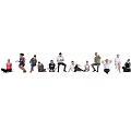 Group of diverse people with various casual outfits and sitting standing poses