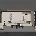 Modern Living Room Interior Design With Beige Sofa Coffee Table And Decorative Painting