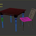 Dark Square Dining Table With Decorative Legs And Perforated Back Chair