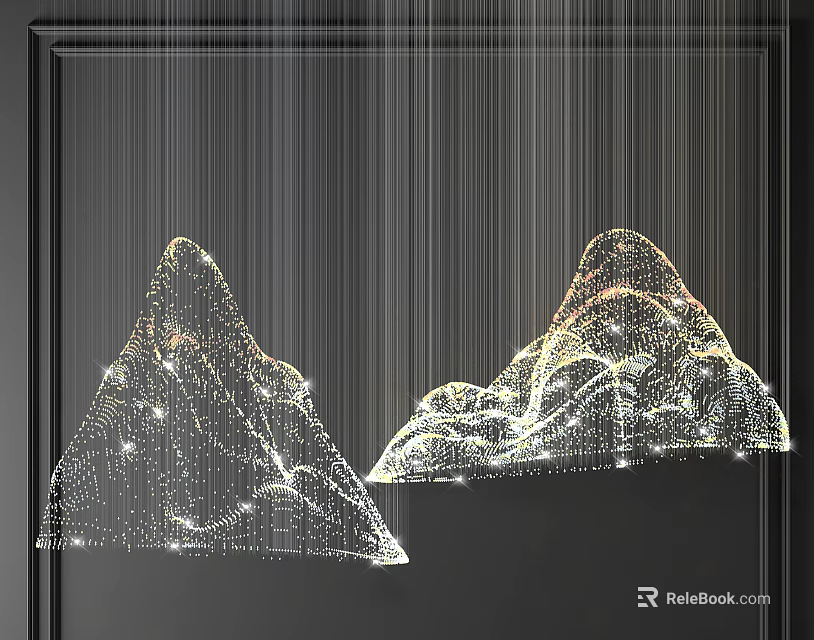 Modern Mountain Shaped Crystal Chandeliers With LED Lighting Against Dark Background 3d model