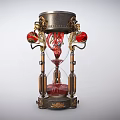 Hourglass Shaped Medical Device With Metal Frame And Red Simulated Heart Fluid