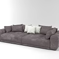 Modern Gray Two Seater Sofa with Patterned White Cushions and Soft Fabric Design 3d model