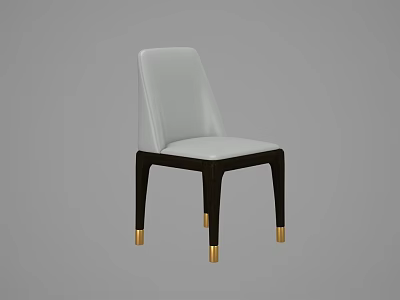 Modern White Upholstered Dining Chair With Black Frame And Gold Legs 3d model