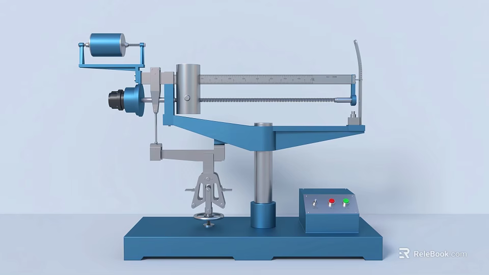 Industrial Equipment Blue Mechanical Structure With Control Panel And Measurement Device 3d model 