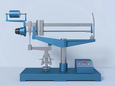 Industrial Equipment Blue Mechanical Structure With Control Panel And Measurement Device 3d model
