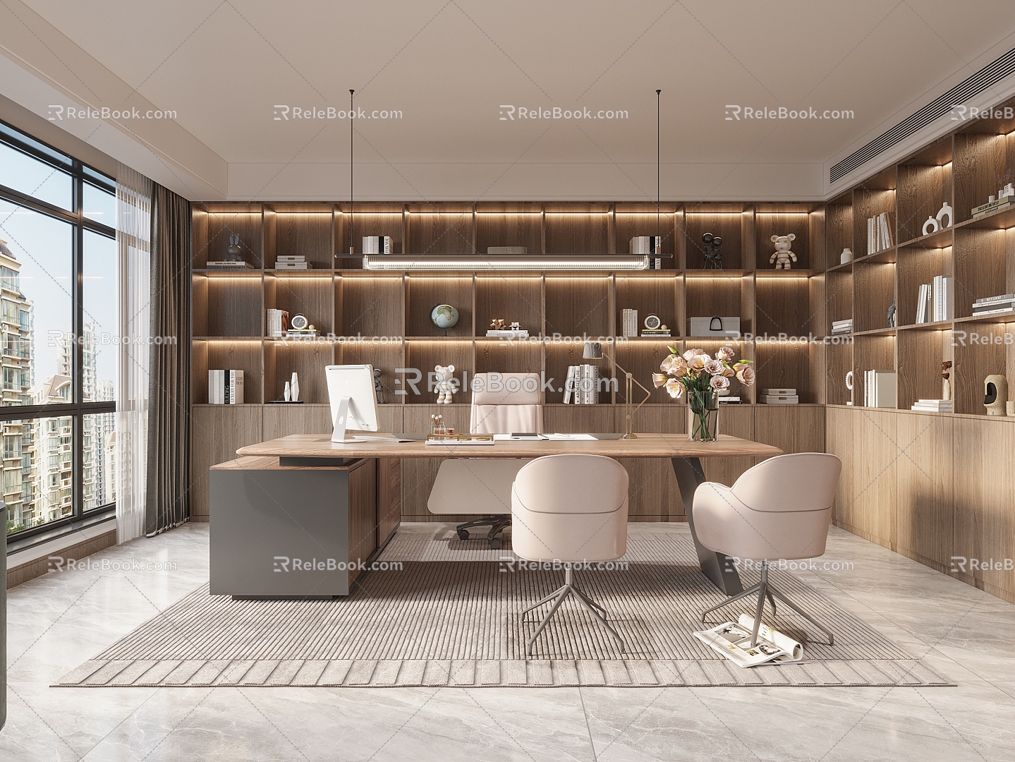 Modern office study 3d model