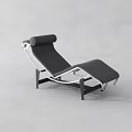 Modern Black Leisure Chair With Curved Metal Frame And Leather Cushion