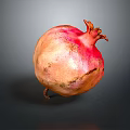 Fresh Red Pink Pomegranate on Dark Background with Shiny Surface 3d model