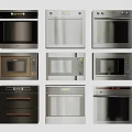 Various Modern Kitchen Appliances Including Microwaves And Ovens In Different Styles