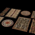 Various Shaped Decorative Rugs Collection With Intricate Patterns And Multiple Styles 3d model