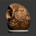 Hand Carved Owl Statue With Large Eyes Detailed Texture And White Base