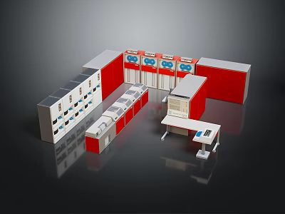 Modern Open Kitchen Interior Design With Island Counter Cabinets And Appliances 3d model