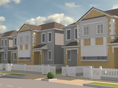 Modern Double House Townhouse 3d model Modern Double House Townhouse 3d model