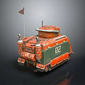 Stylized Red And Green Tank With Number 82 And Small Flag Design Features